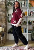 Big Softie Star Short Sleeve Knit Burgundy